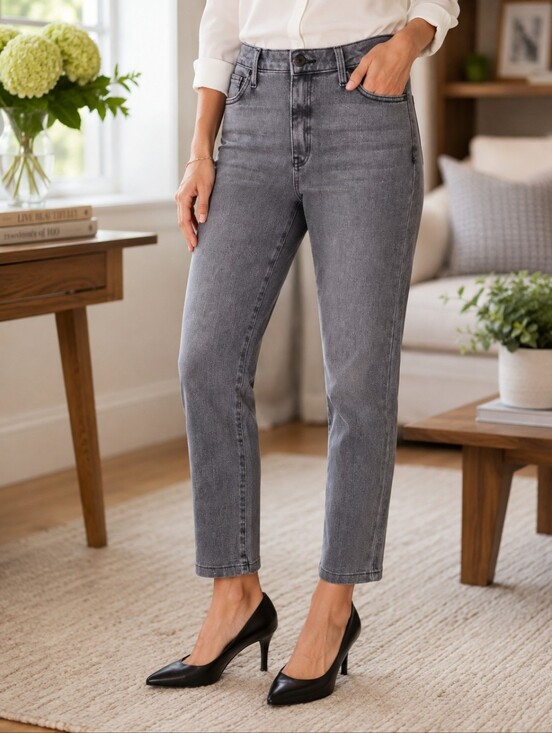 Quince Denim - Quince Gray Stretch Denim Jeans Size 30 – Slim/Straight Leg, Stonewashed Grey